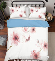 3D White Background Pink Flowers Quilt Cover Set Bedding Set Pillowcases 40- Jess Art Decoration