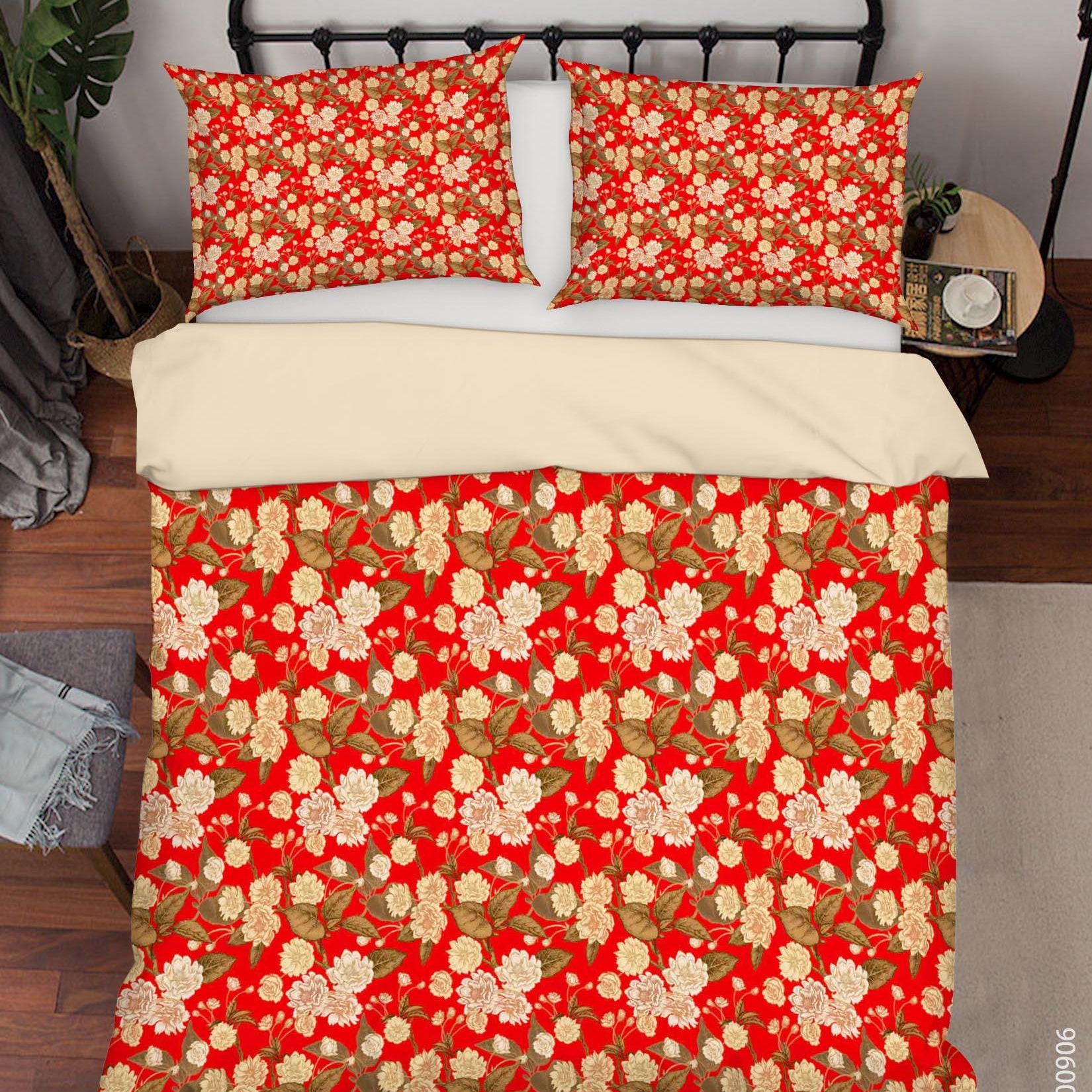 3D Vintage Red Leaves Pattern Quilt Cover Set Bedding Set Duvet Cover Pillowcases WJ 3608- Jess Art Decoration