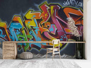 Abstract Graffiti Alphabet Wallpaper typography graffiti wall mural for teen room or studio - view 2