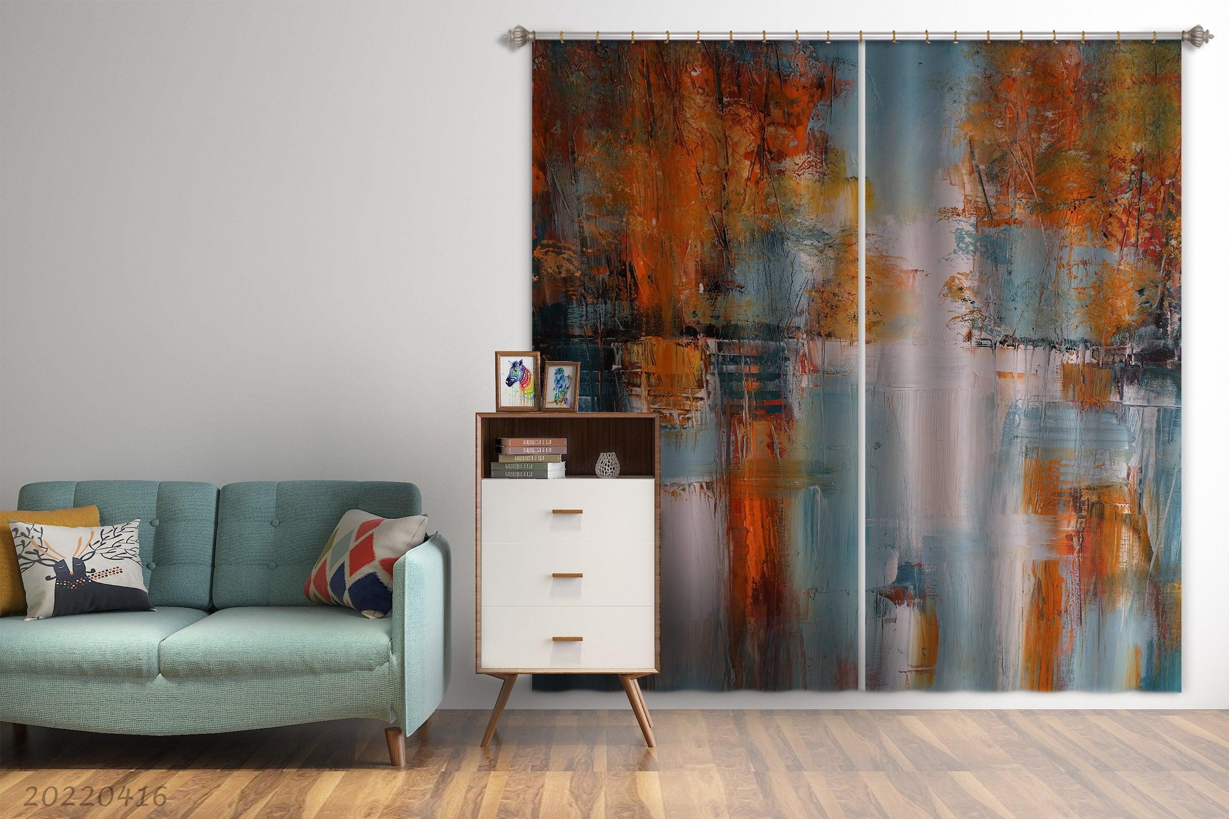 3D Woods Landscape Oil Painting Curtains and Drapes GD 4589- Jess Art Decoration