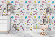 3D Cartoon Animal Unicorn Elephant Rainbow Wall Mural Wallpaper LQH 52- Jess Art Decoration
