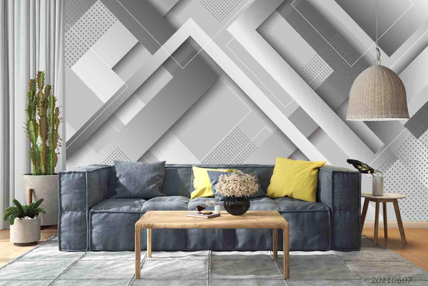 3D  Abstract Art Geometry Stereo Gray White Effect Wall Mural Wallpaper SWW1123- Jess Art Decoration