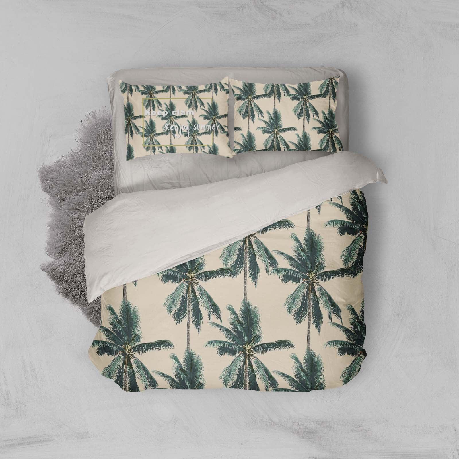 3D Coconut Tree Quilt Cover Set Bedding Set Pillowcases 62- Jess Art Decoration