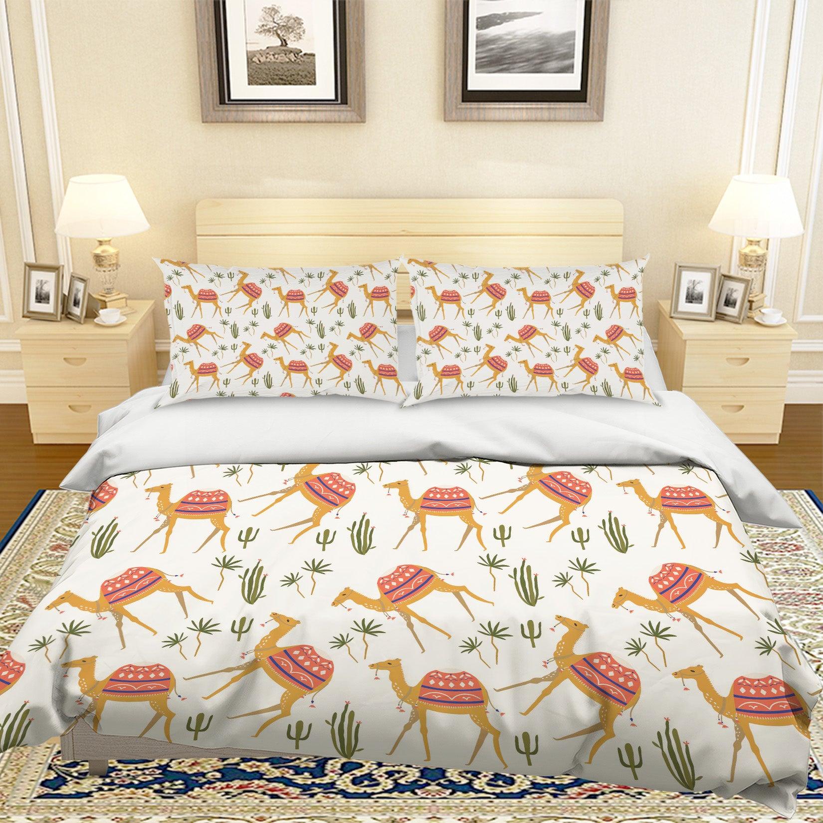 3D Cartoon Camel Green leaf Quilt Cover Set Bedding Set Pillowcases 93- Jess Art Decoration