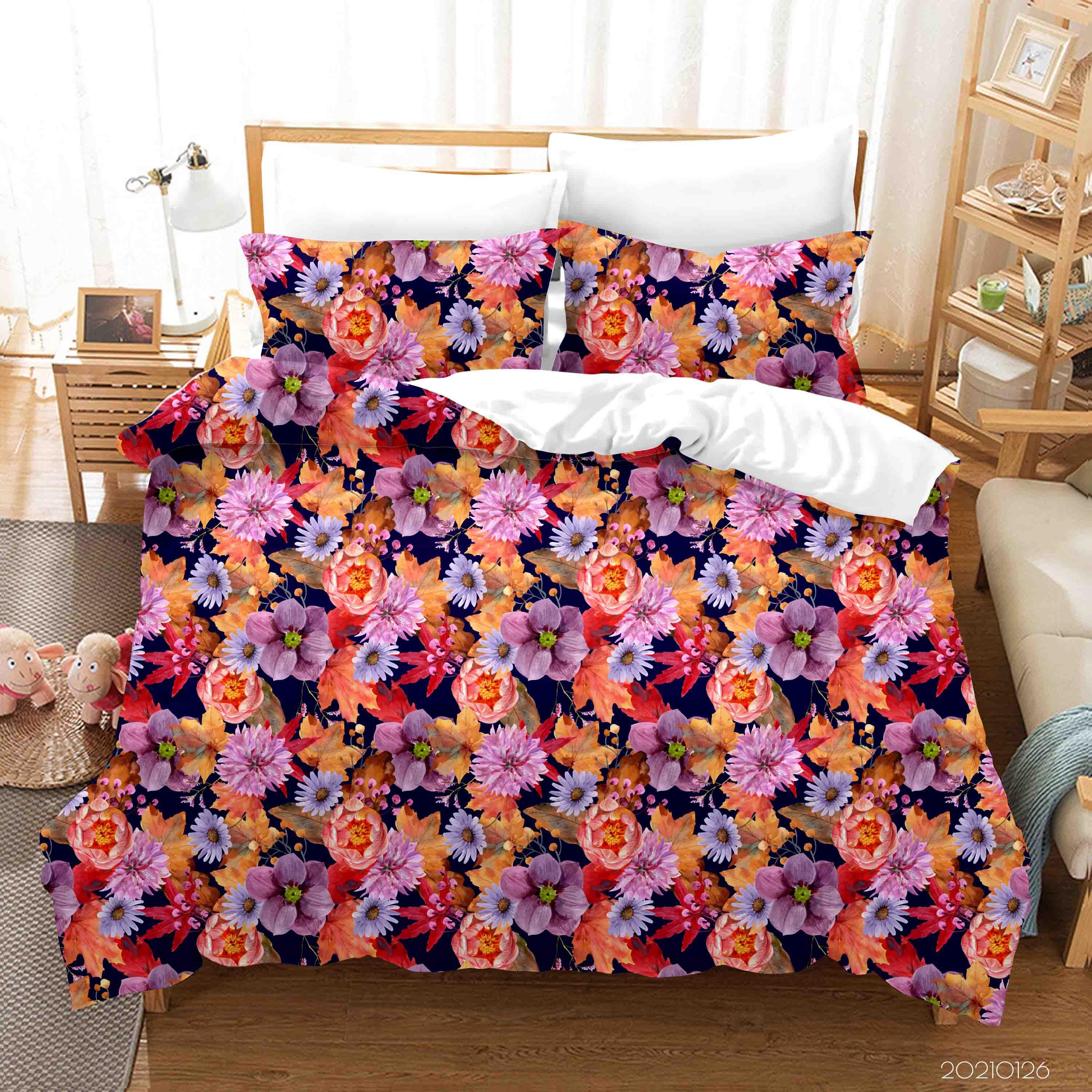3D Tropical Color Floral Quilt Cover Set Bedding Set Duvet Cover Pillowcases 14- Jess Art Decoration