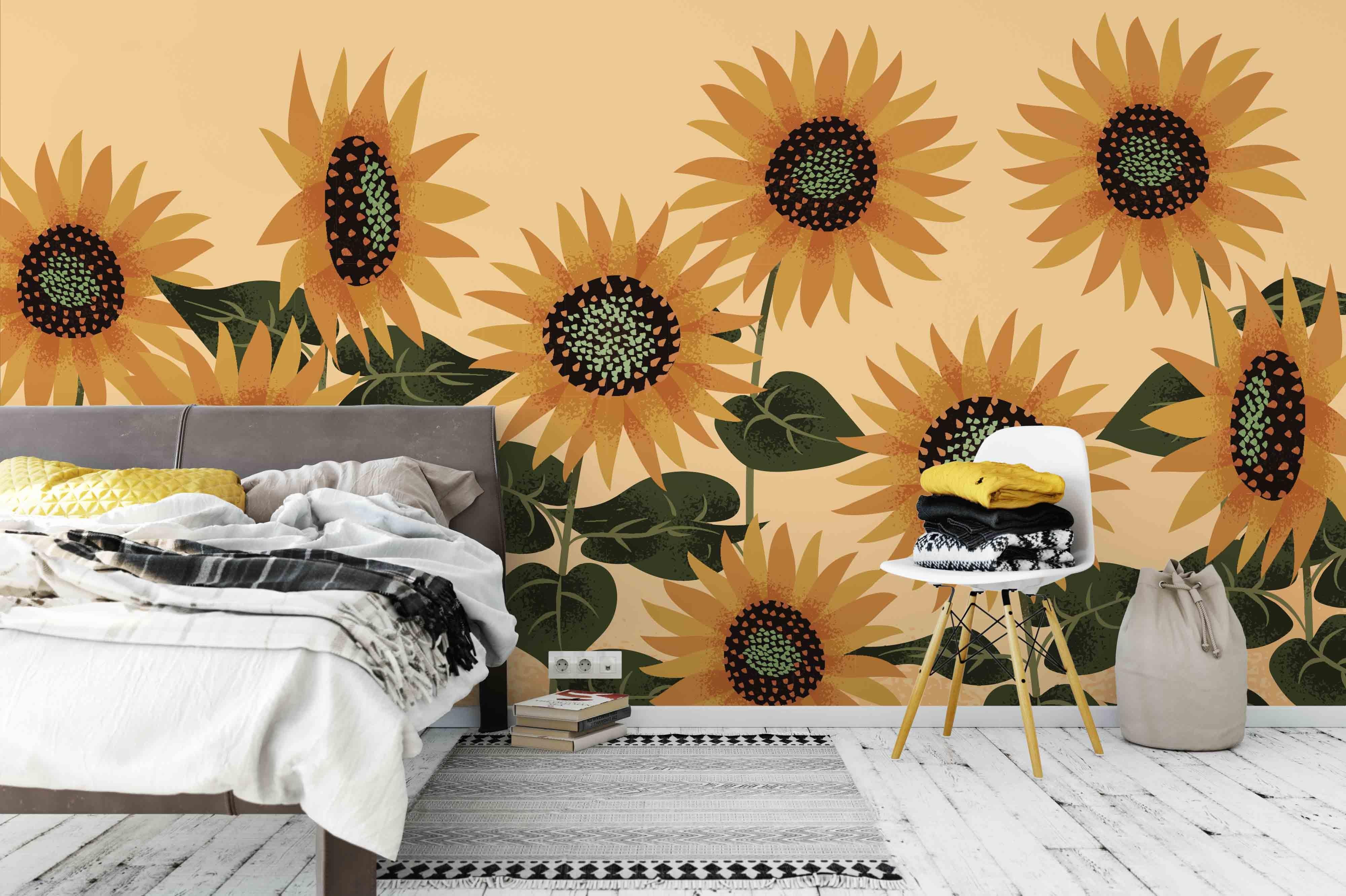 3D Yellow Sunflower Wall Mural Wallpaper 63- Jess Art Decoration