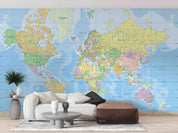 3D World Map Pattern Wall Mural Wallpaper WJ 5208- Jess Art Decoration