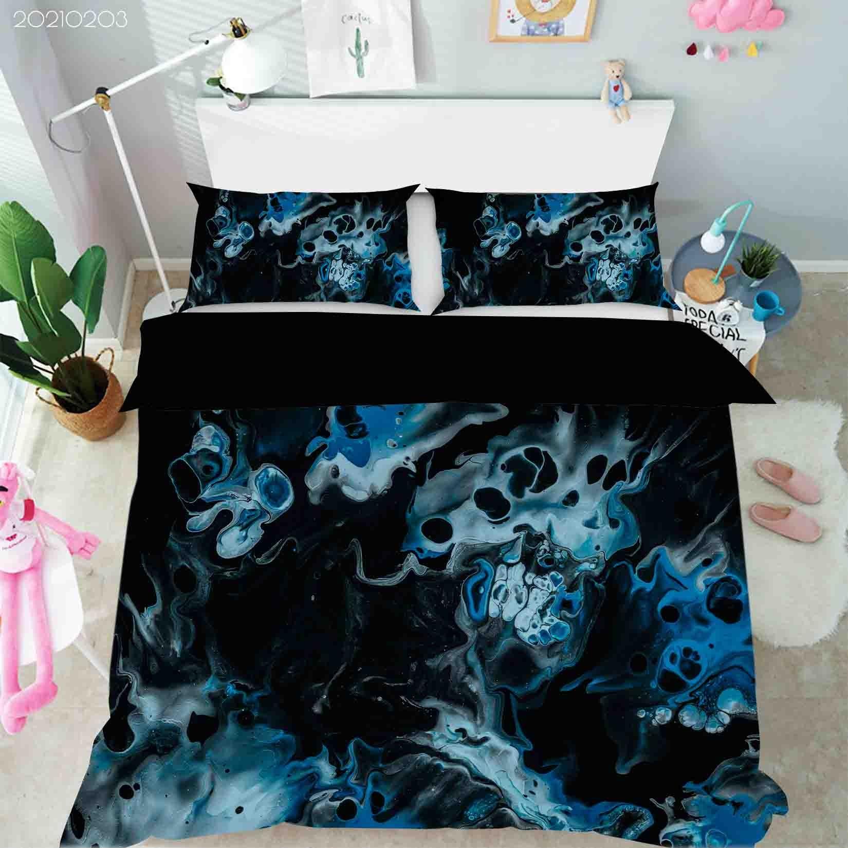 3D Abstract Blue Marble Texture Quilt Cover Set Bedding Set Duvet Cover Pillowcases 32- Jess Art Decoration