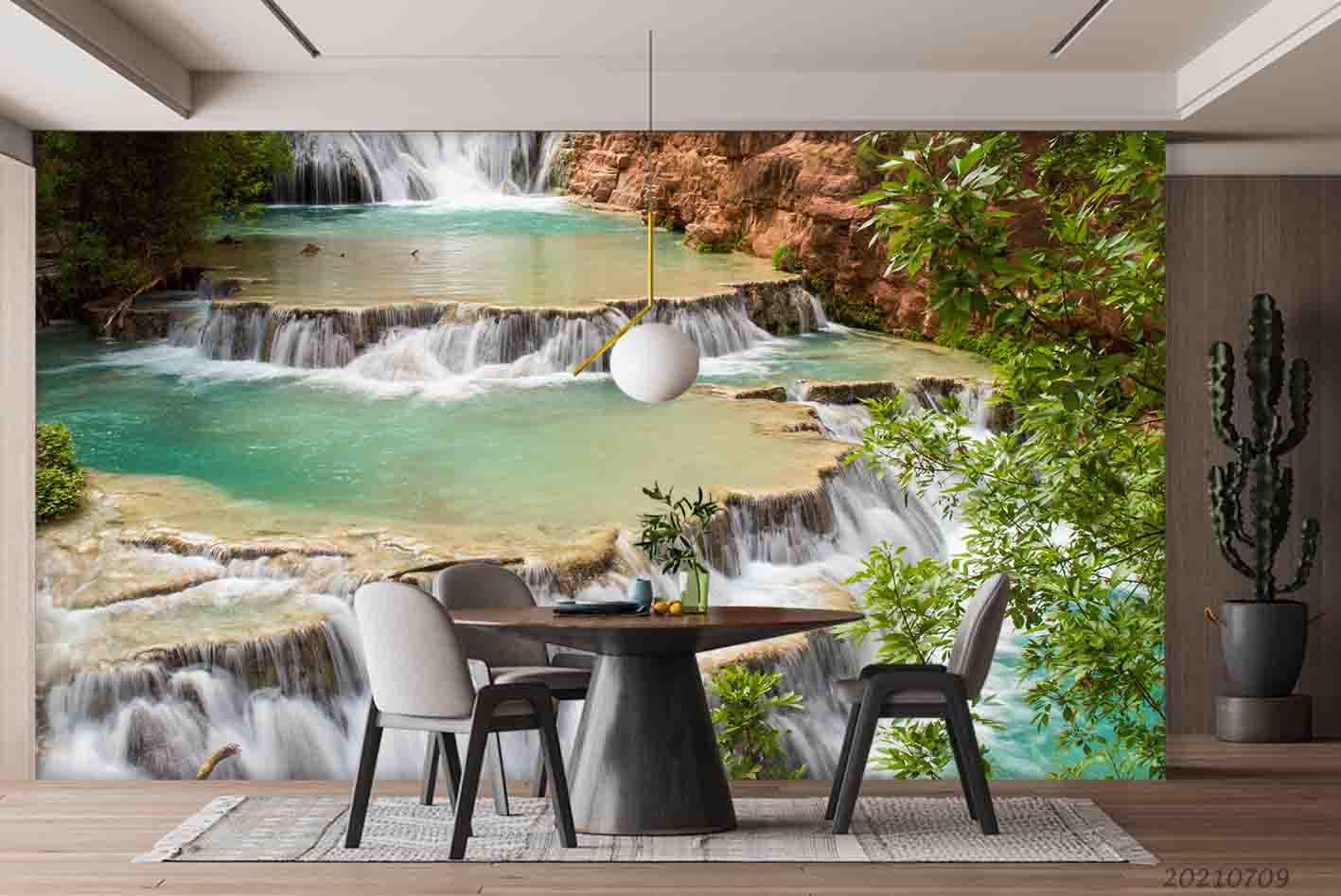 3D Waterfall Flowing Water Wall Mural Wallpaper SWW4284- Jess Art Decoration
