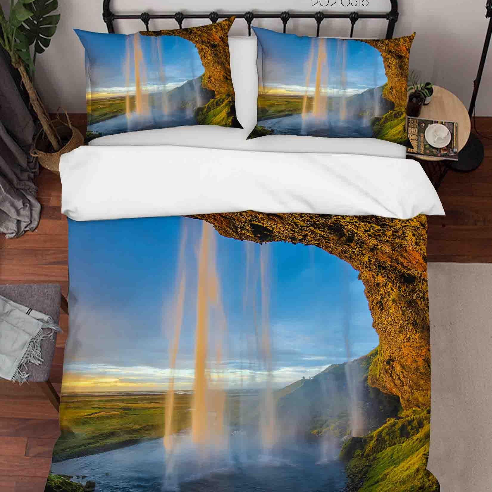 3D Waterfall Nature Landscape Quilt Cover Set Bedding Set Duvet Cover Pillowcases 203- Jess Art Decoration