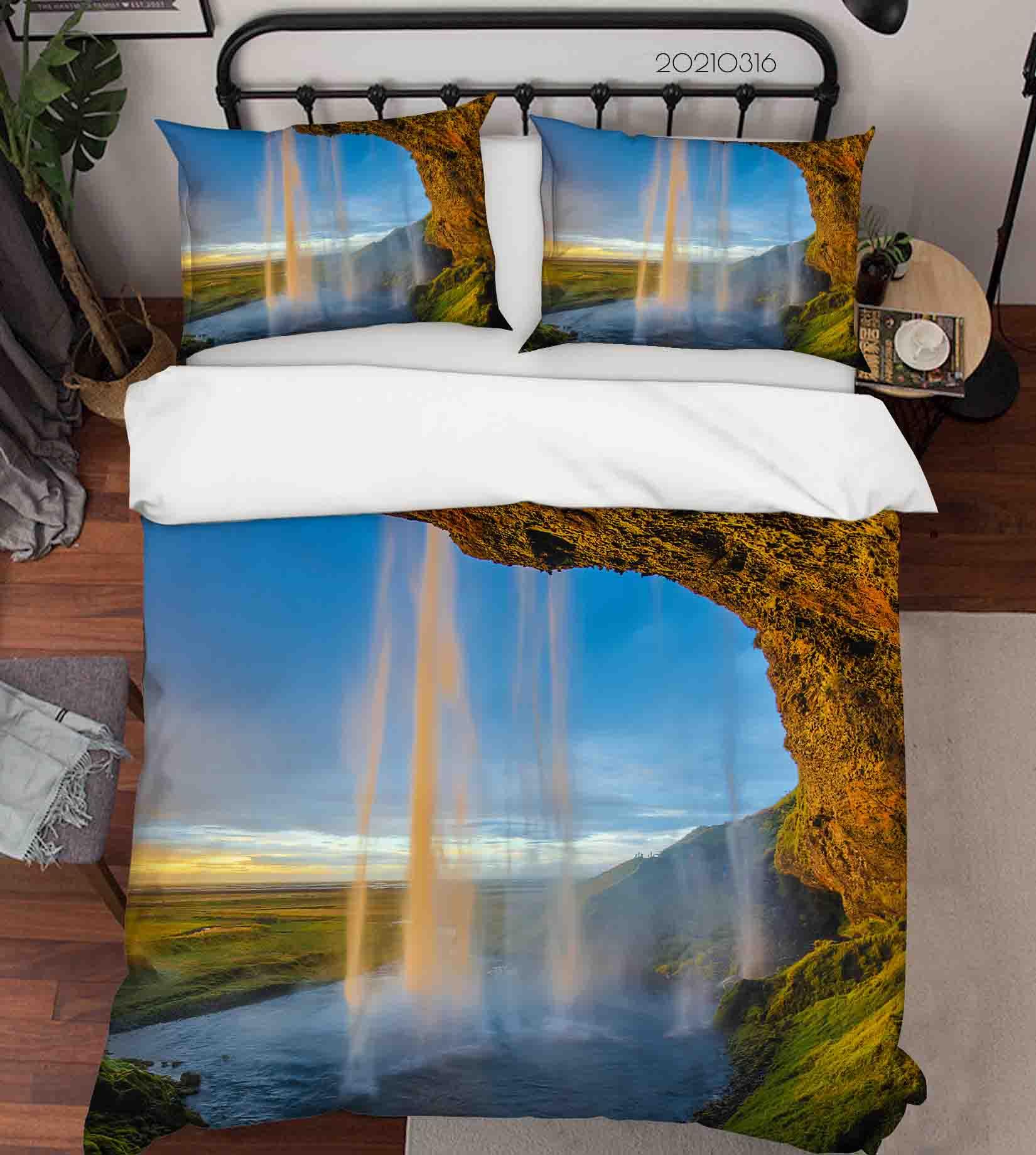 3D Waterfall Nature Landscape Quilt Cover Set Bedding Set Duvet Cover Pillowcases 203- Jess Art Decoration