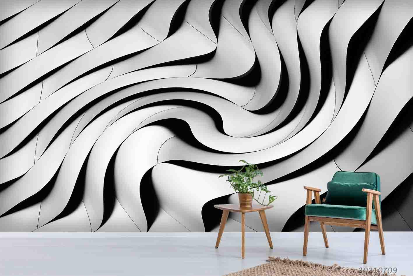 3D White Ripple Stereo Wall Mural Wallpaper SWW4252- Jess Art Decoration