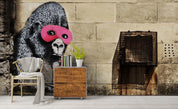 3D Banksy Gorilla Pink Mask Wall Mural Wallpaper ZY D28- Jess Art Decoration