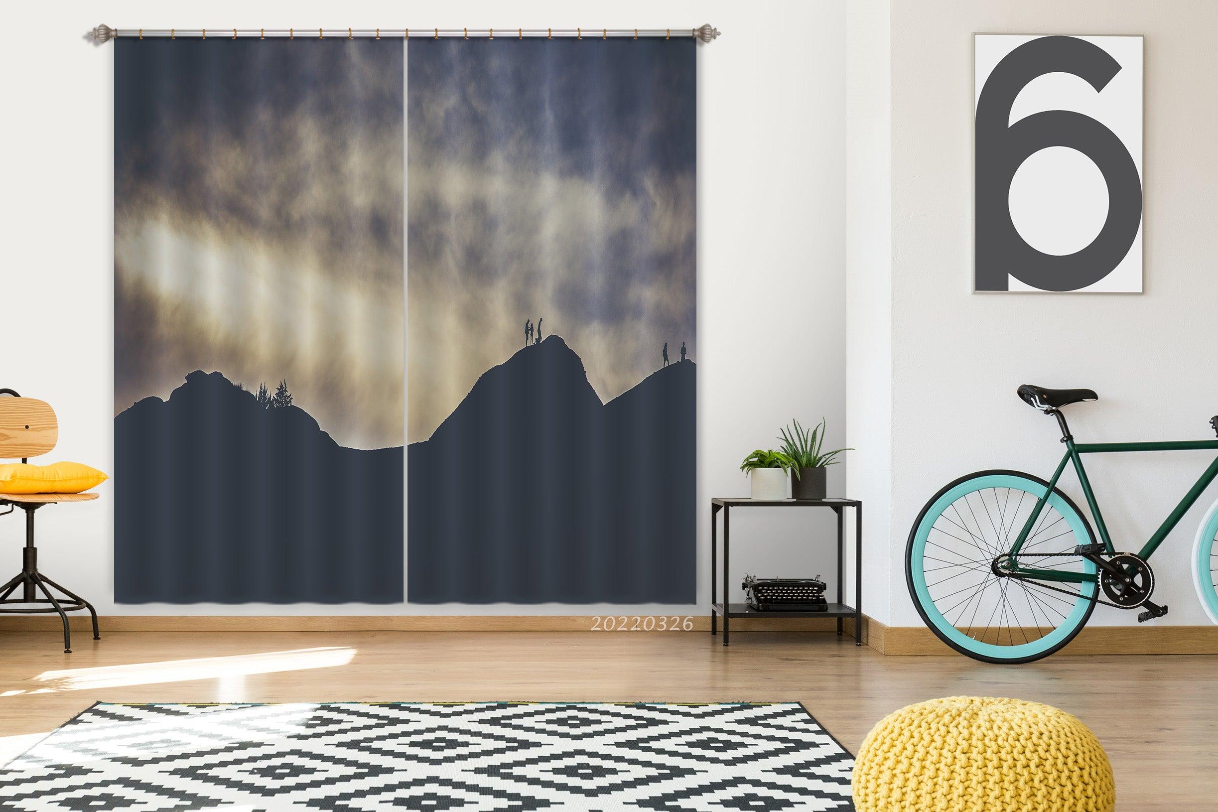 3D Landscape Mountain Peak Fog Curtains and Drapes GD 3021- Jess Art Decoration
