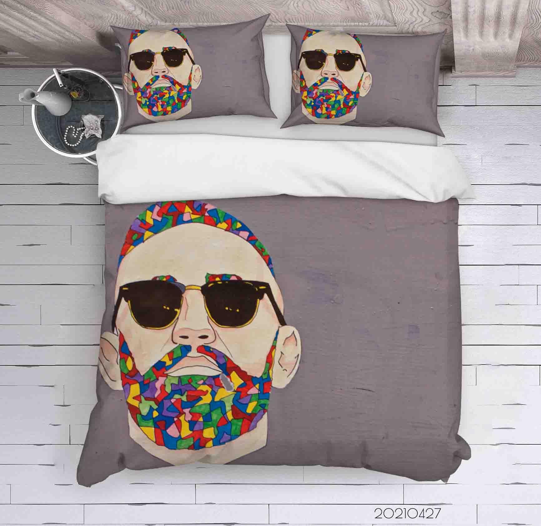 3D Abstract Art Man Graffiti Quilt Cover Set Bedding Set Duvet Cover Pillowcases 108- Jess Art Decoration