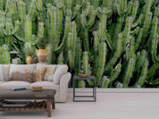 3D Green Cactus Background Wall Mural Wallpaper SWW2966- Jess Art Decoration