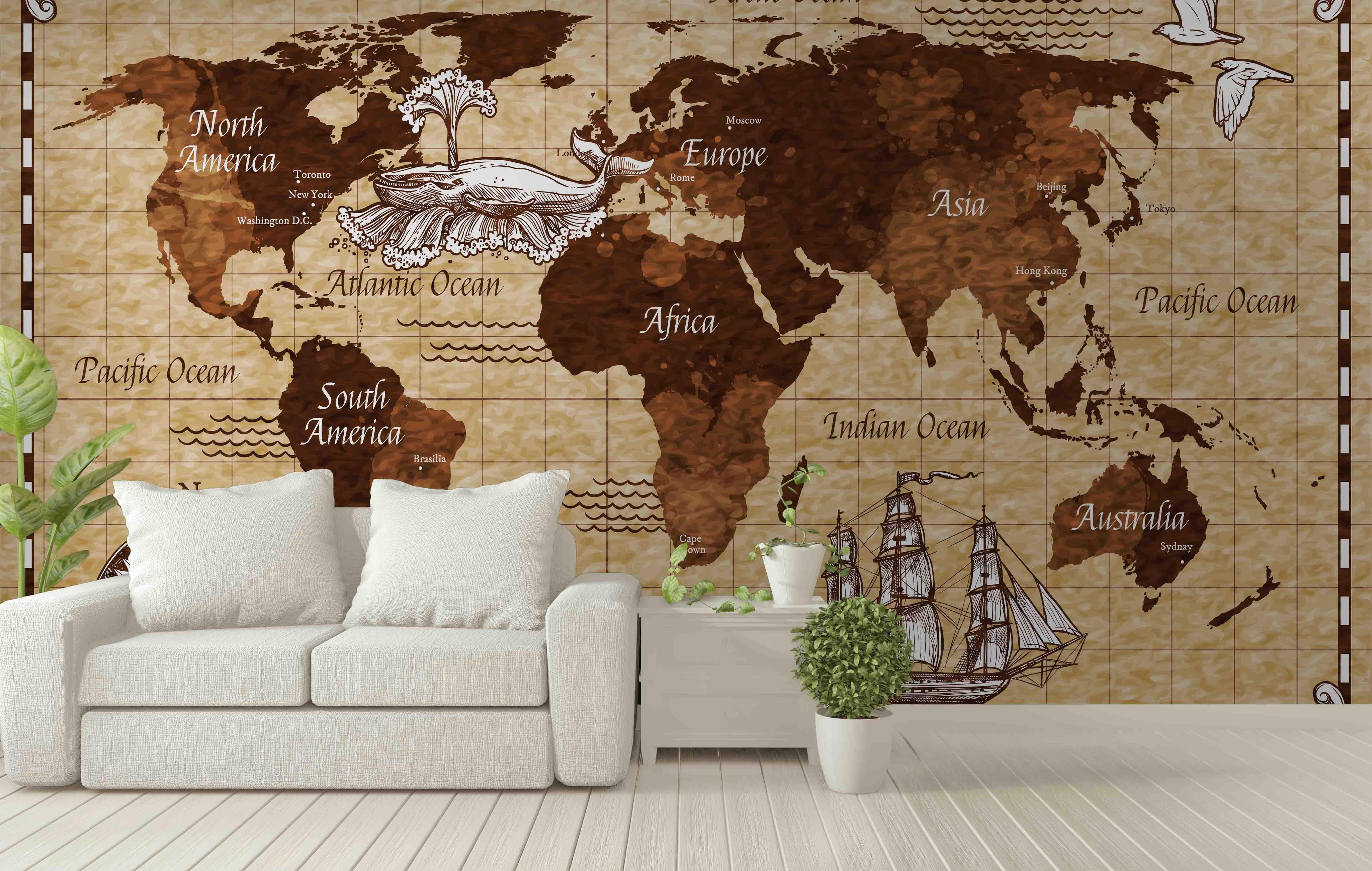 3D world map wall mural wallpaper 2- Jess Art Decoration