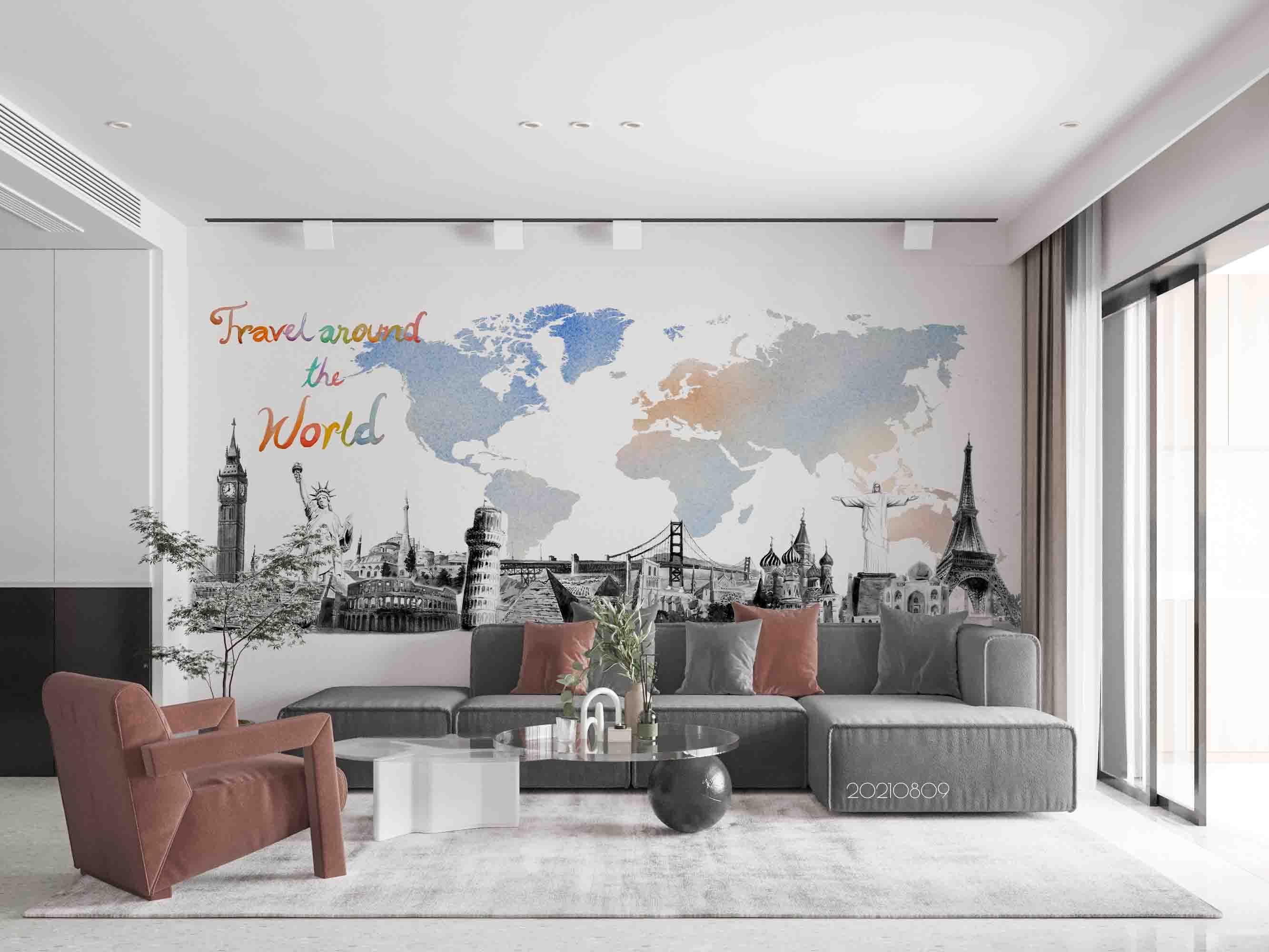 3D Hand-painted Abstract Map World Wall Mural Wallpaper SWW4964- Jess Art Decoration