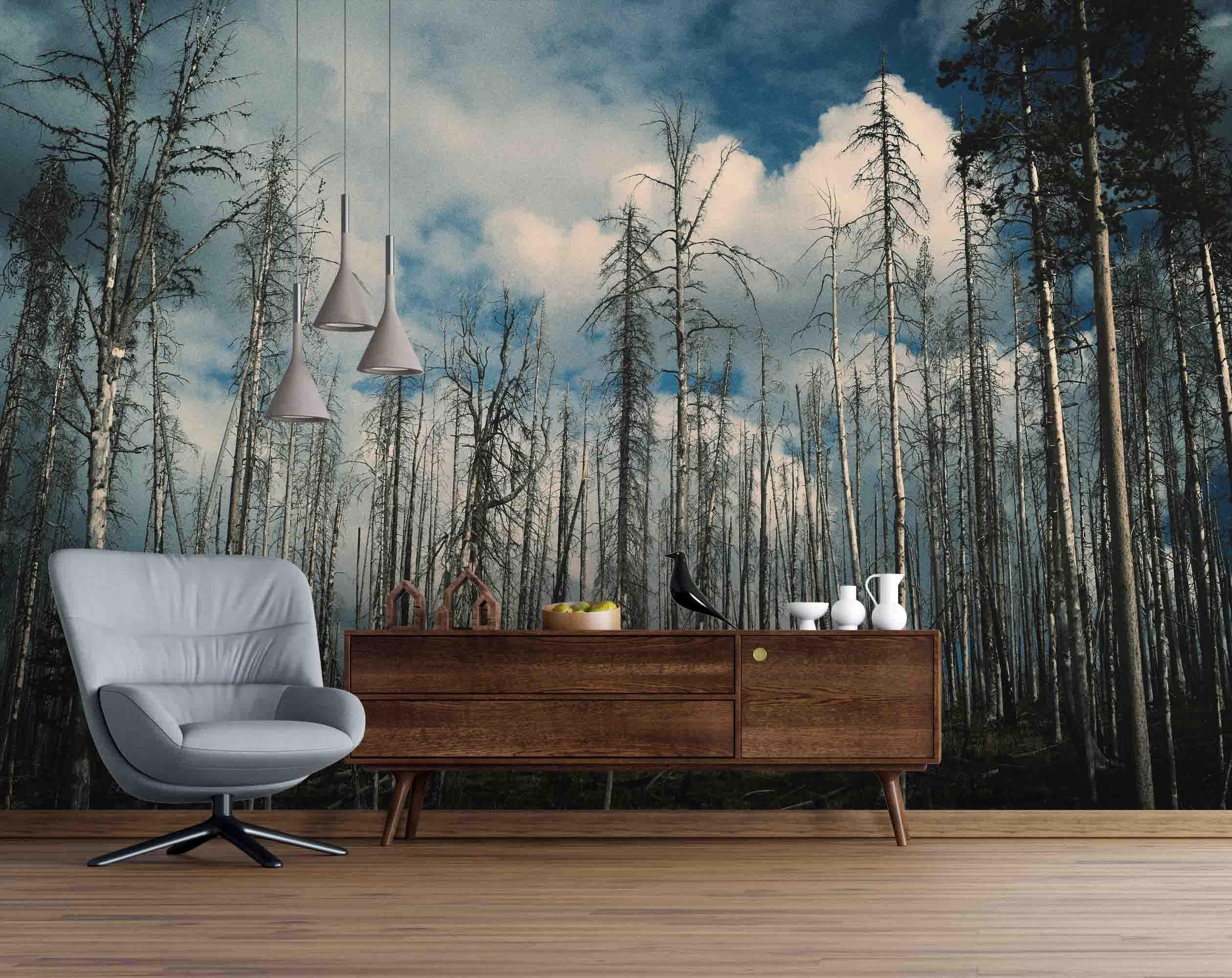 3D Blue Sky White Clouds Forest Wall Mural Wallpaper 38- Jess Art Decoration