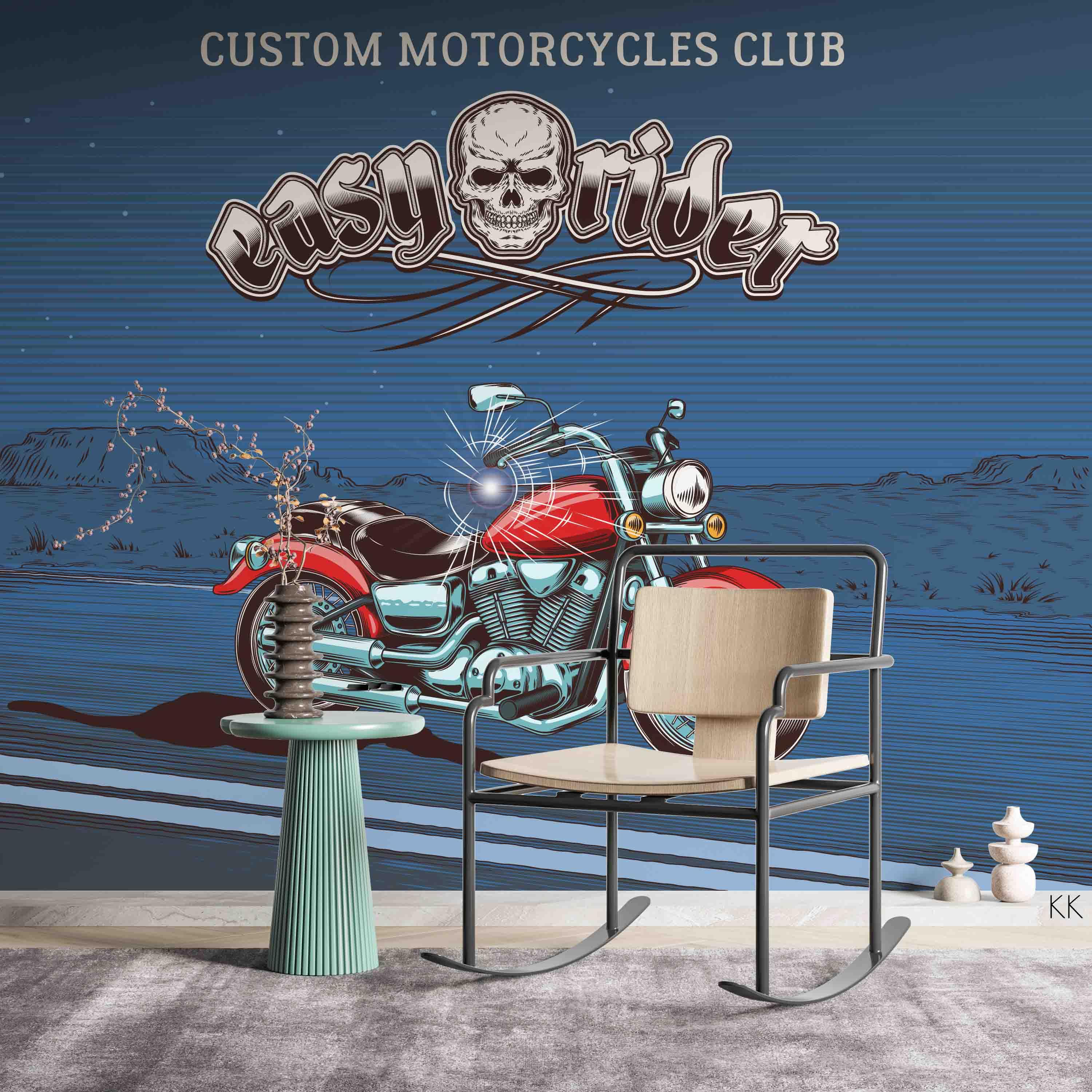 3D Retro Motorcycle Background Night Desert Wall Mural Wallpaper GD 3184- Jess Art Decoration