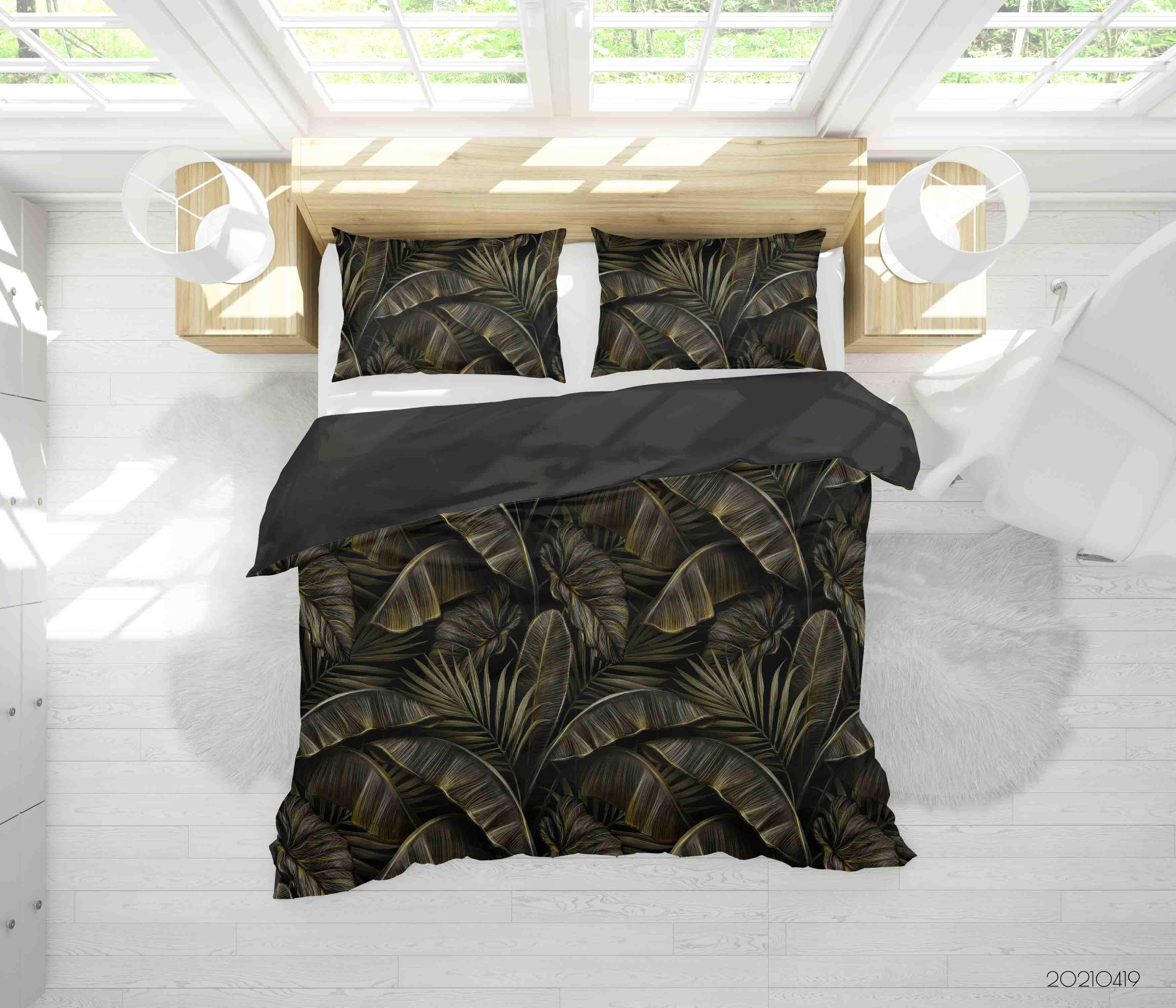 3D Tropical Plant Leaves Quilt Cover Set Bedding Set Duvet Cover Pillowcases 224- Jess Art Decoration