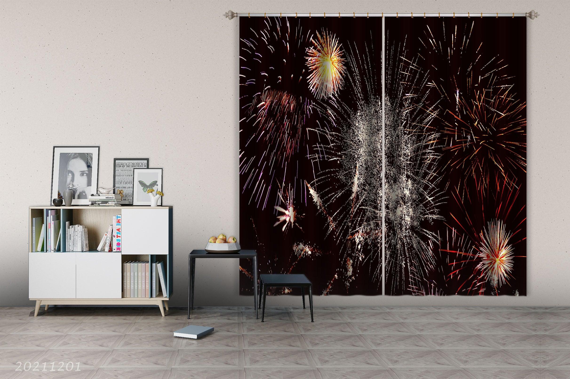 3D Abstract Color Fireworks Night Curtains and Drapes LLL 318- Jess Art Decoration
