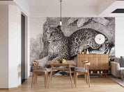 3D Sketch Leopard Rock Wall Mural Wallpaper SWW 53- Jess Art Decoration