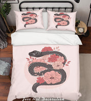 3D Cartoon Snake Floral Quilt Cover Set Bedding Set Duvet Cover Pillowcases SF111- Jess Art Decoration