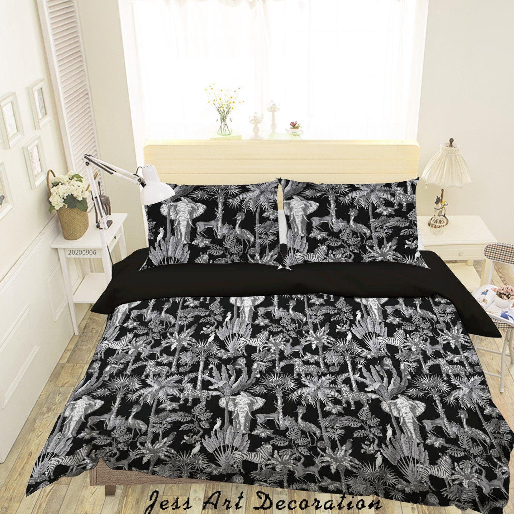3D Vintage Tropical Leaves Elephant Pattern Quilt Cover Set Bedding Set Duvet Cover Pillowcases WJ 3664- Jess Art Decoration
