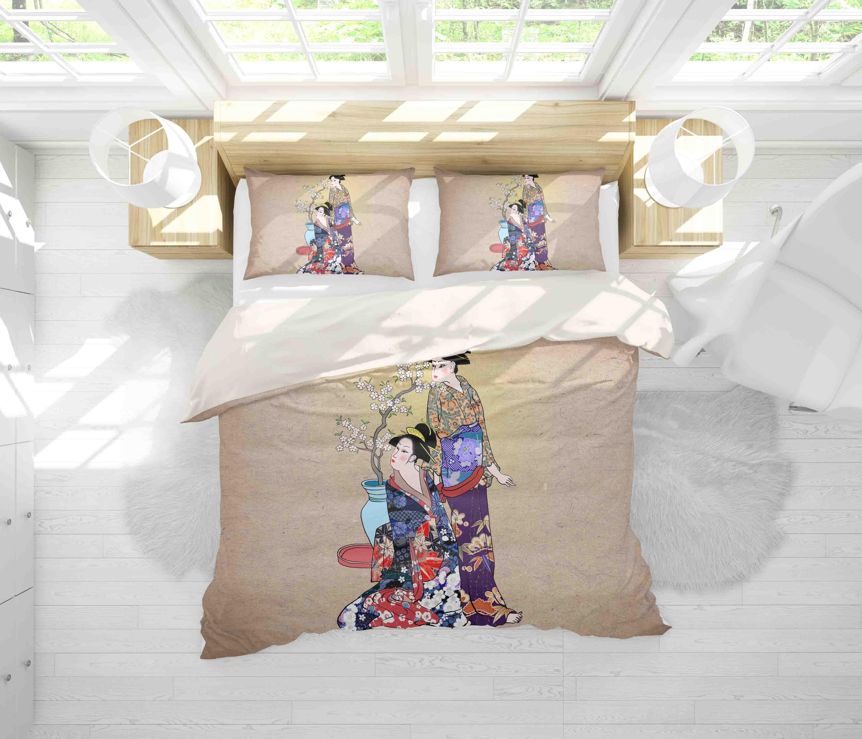 3D Abstract Japanese Beauty Quilt Cover Set Bedding Set Pillowcases 14- Jess Art Decoration