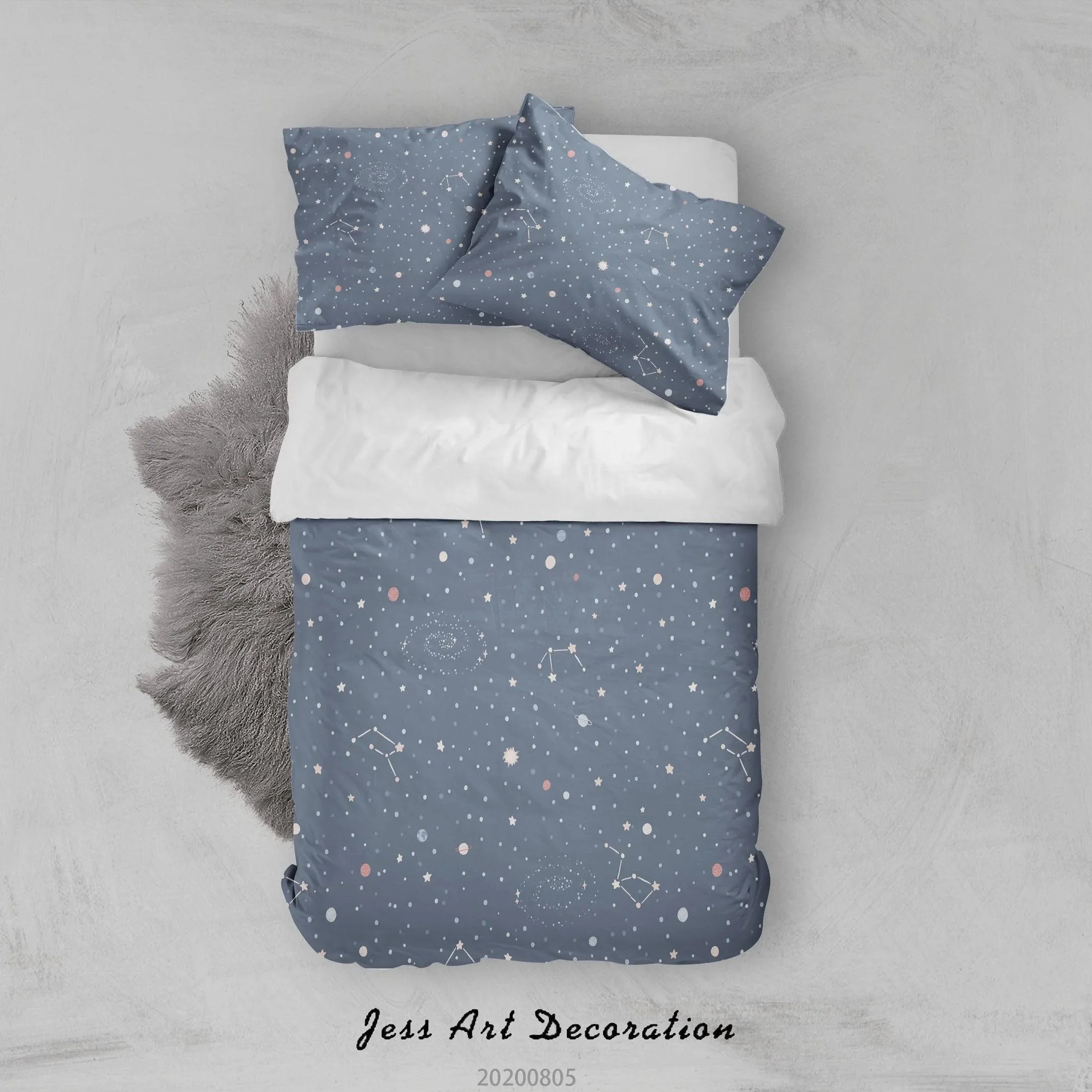 3D Space Glowing Star Quilt Cover Set Bedding Set Duvet Cover Pillowcases LXL 62- Jess Art Decoration