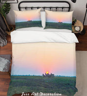 3D Zebra Sunrise Grassland Quilt Cover Set Bedding Set Pillowcases SF59- Jess Art Decoration