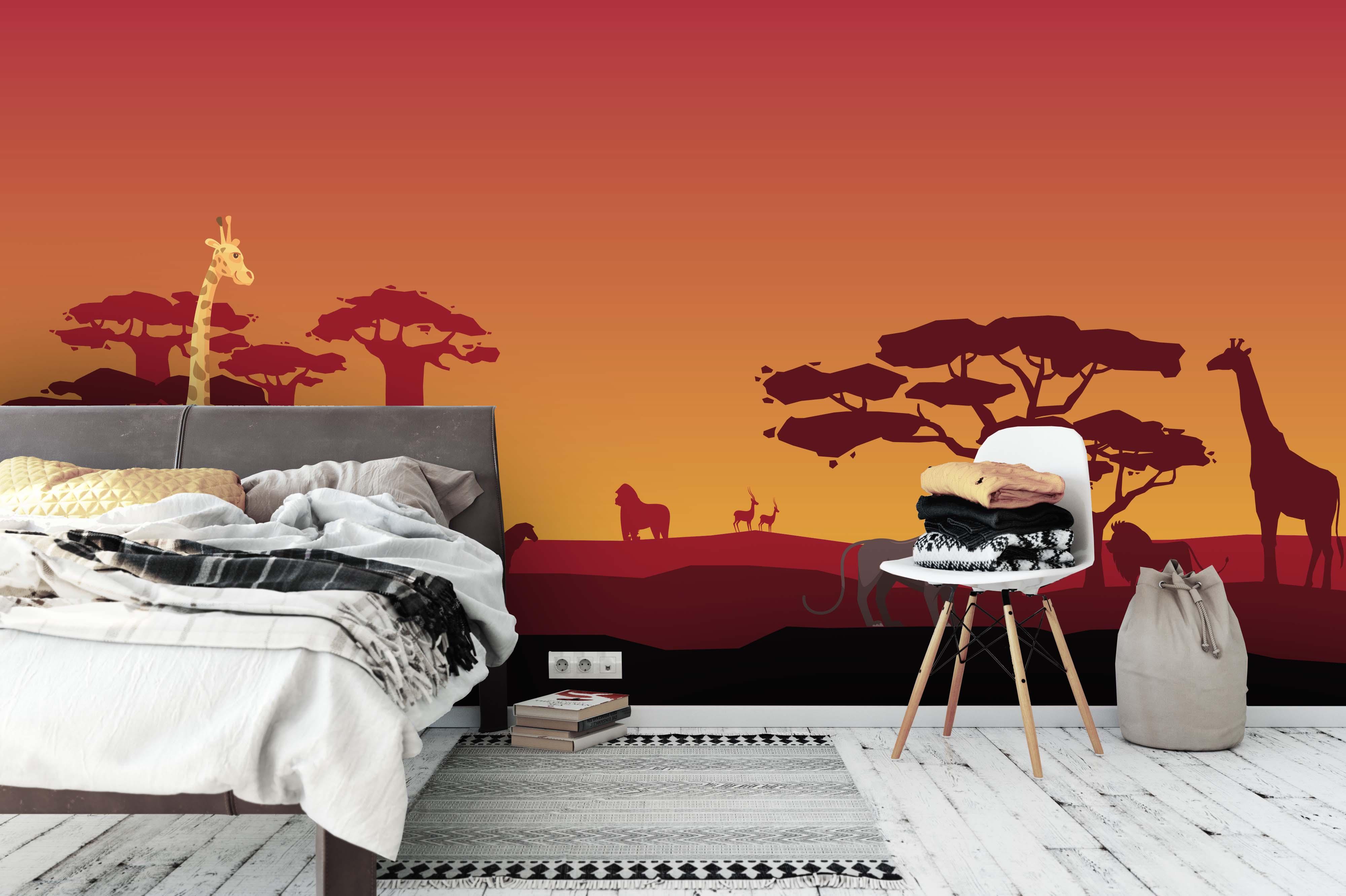 3D Sunset Scenery Animal Wall Mural Wallpaper 53- Jess Art Decoration