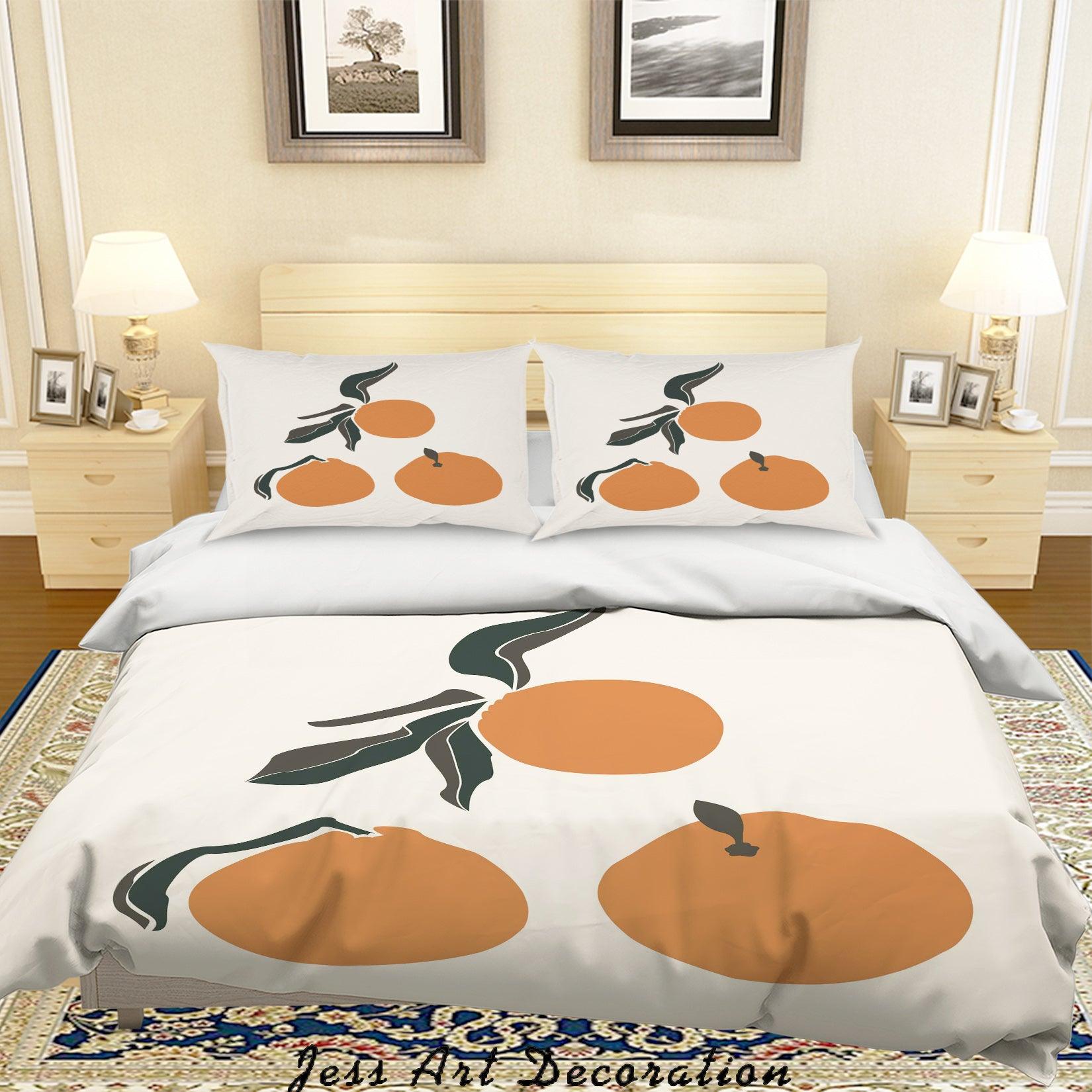 3D White Orange Quilt Cover Set Bedding Set Duvet Cover Pillowcases SF04- Jess Art Decoration
