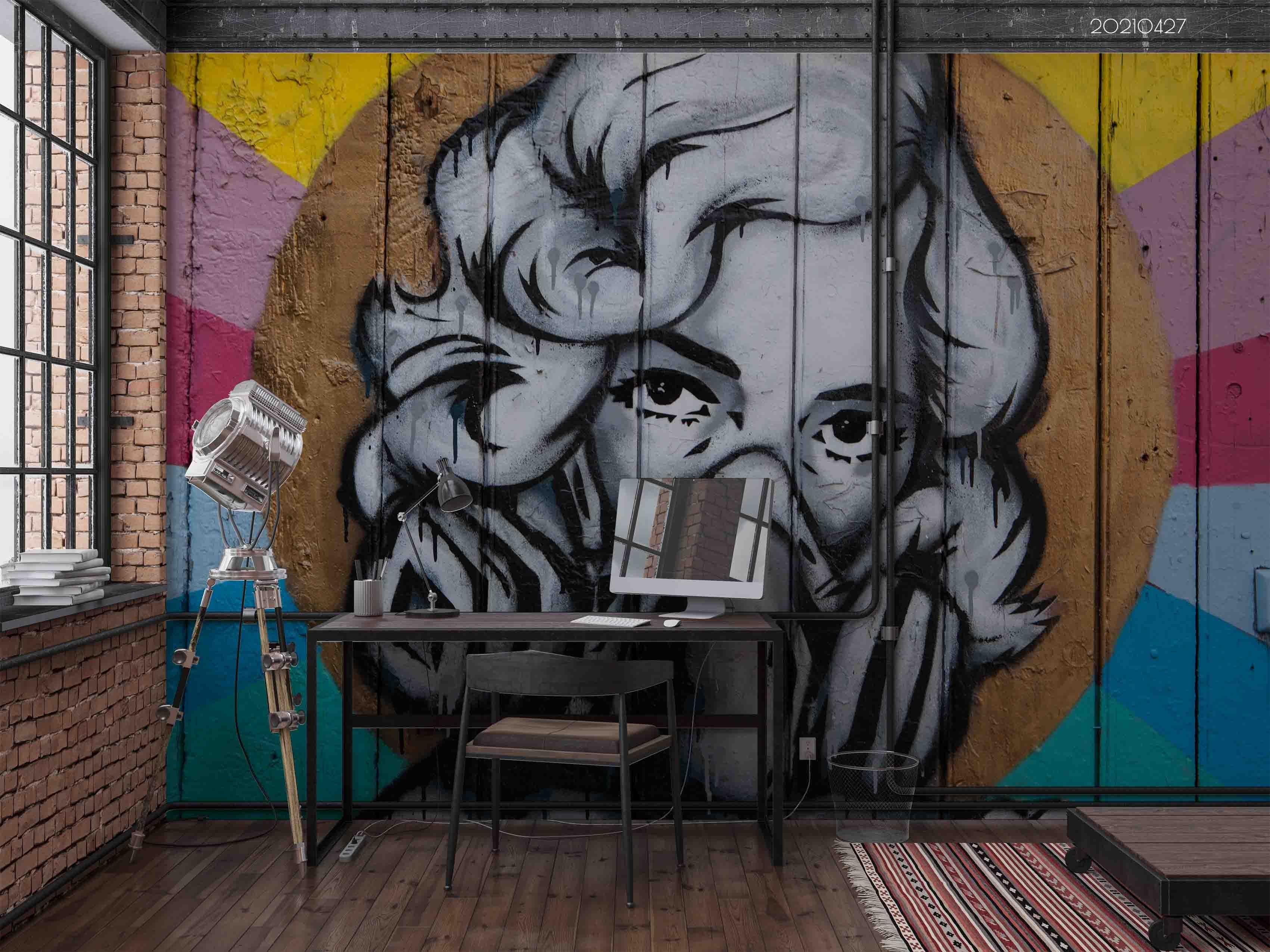 3D Abstract Artistic People Graffiti Wall Mural Wallpaper LQH 126- Jess Art Decoration