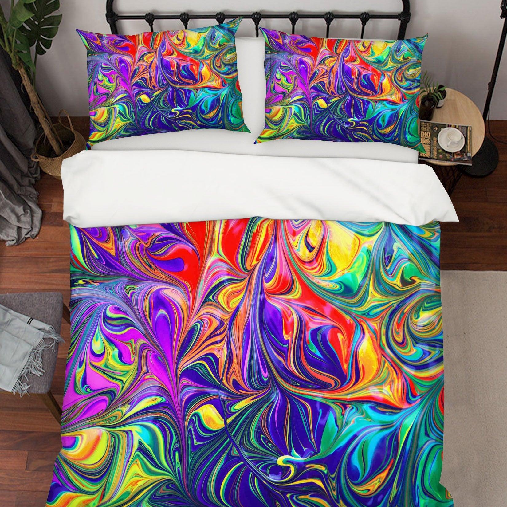 3D Abstract Color Pattern Quilt Cover Set Bedding Set Duvet Cover Pillowcases LQH A160- Jess Art Decoration