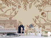 3D Retro Leaf Pine Cone Wall Mural Wallpaper LQH 346- Jess Art Decoration