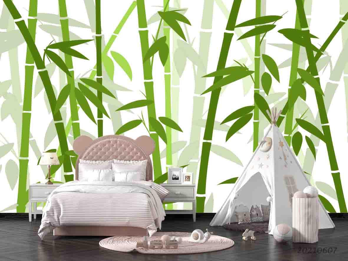 3D  Hand-painted Bamboo Green Wall Mural Wallpaper SWW1125- Jess Art Decoration