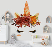3D Unicorn Floral Animal Wall Mural Wallpaper 55 LQH- Jess Art Decoration