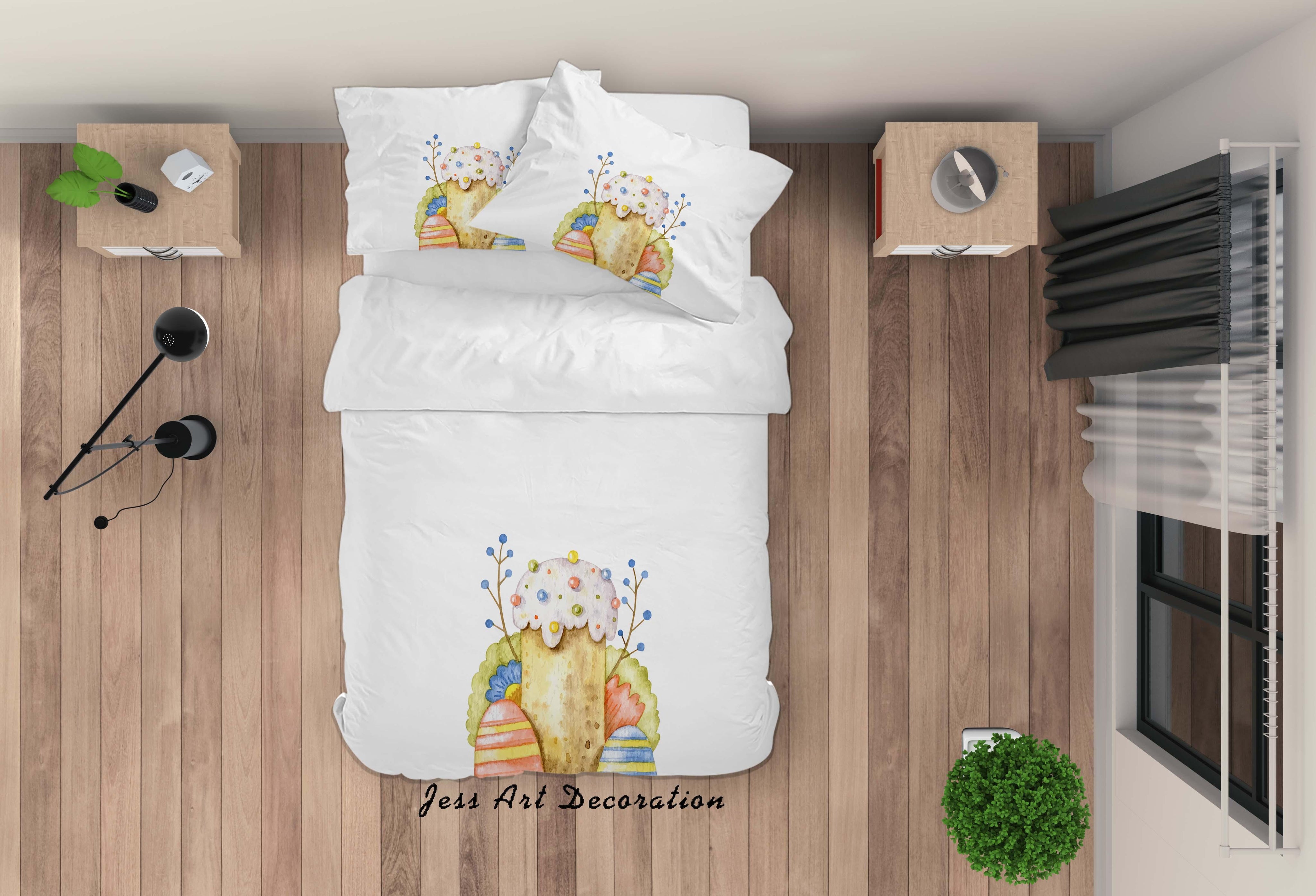 3D White Floral Eggs Quilt Cover Set Bedding Set Duvet Cover Pillowcases SF93- Jess Art Decoration