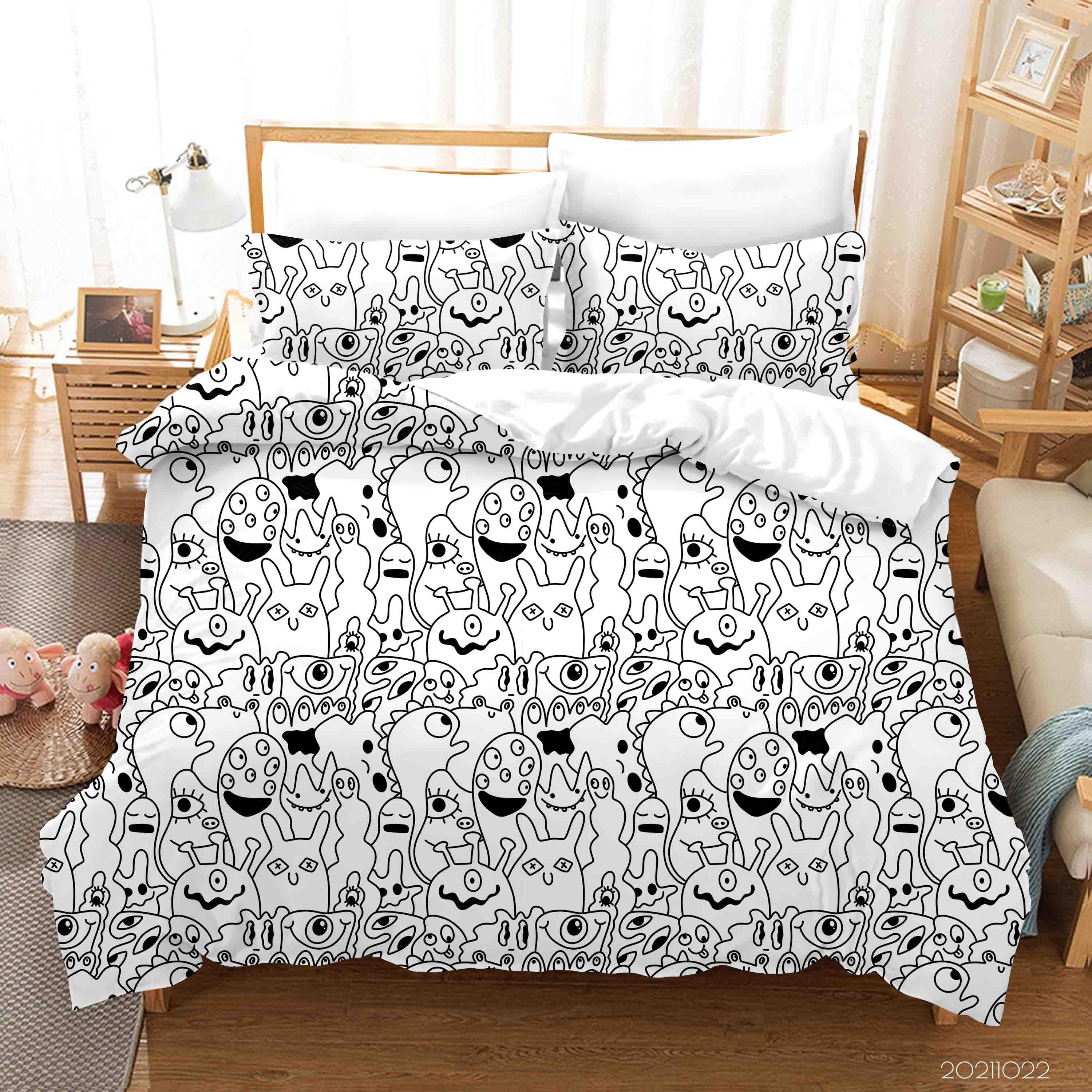 3D Abstract Ghost Graffiti Quilt Cover Set Bedding Set Duvet Cover Pillowcases 89- Jess Art Decoration