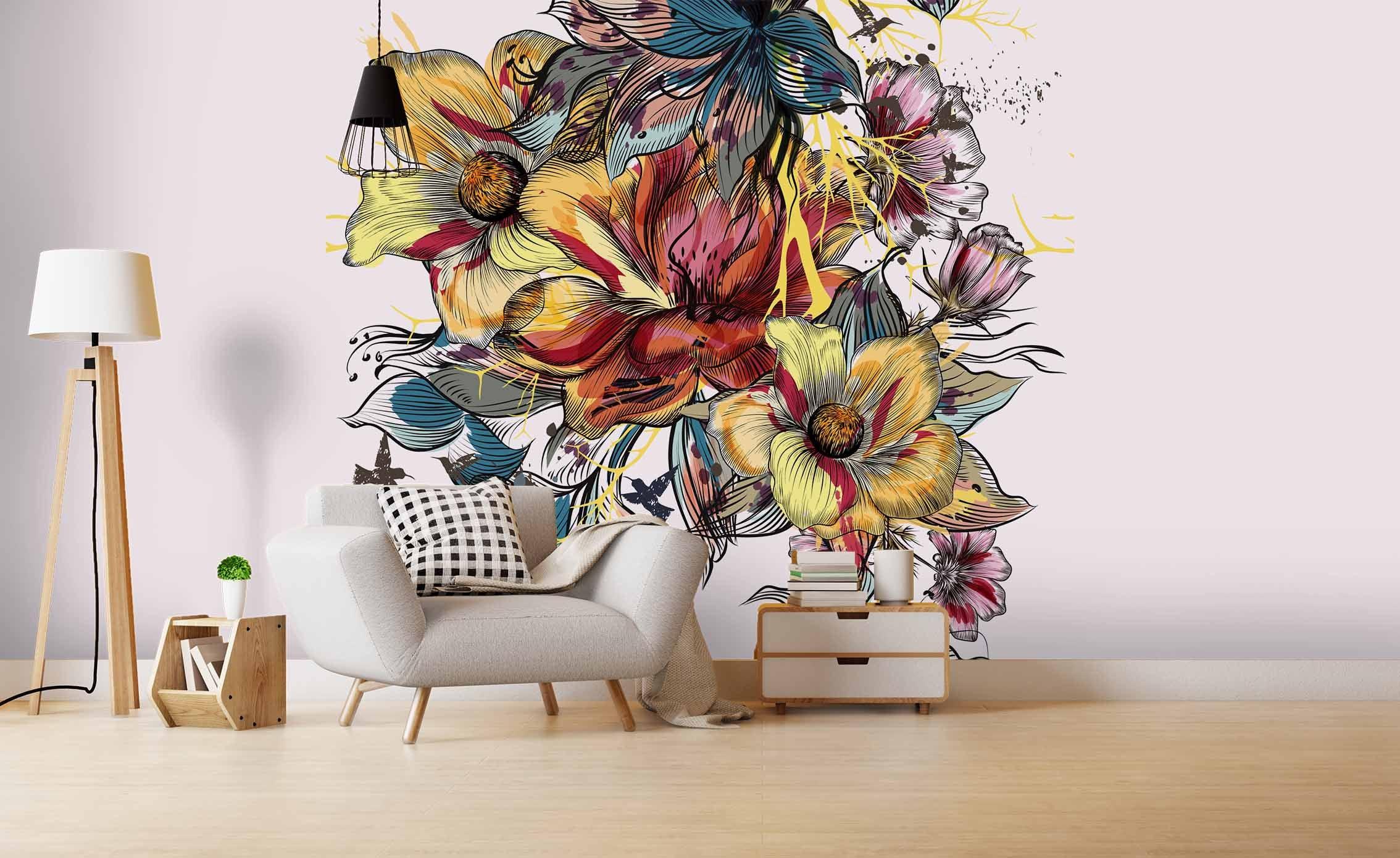3D Hand Painted Flowers Wall Mural Wallpaper 33- Jess Art Decoration