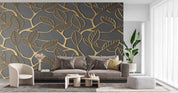 3D Hollow Golden Leaf Wall Mural Wallpaper LQH 17- Jess Art Decoration