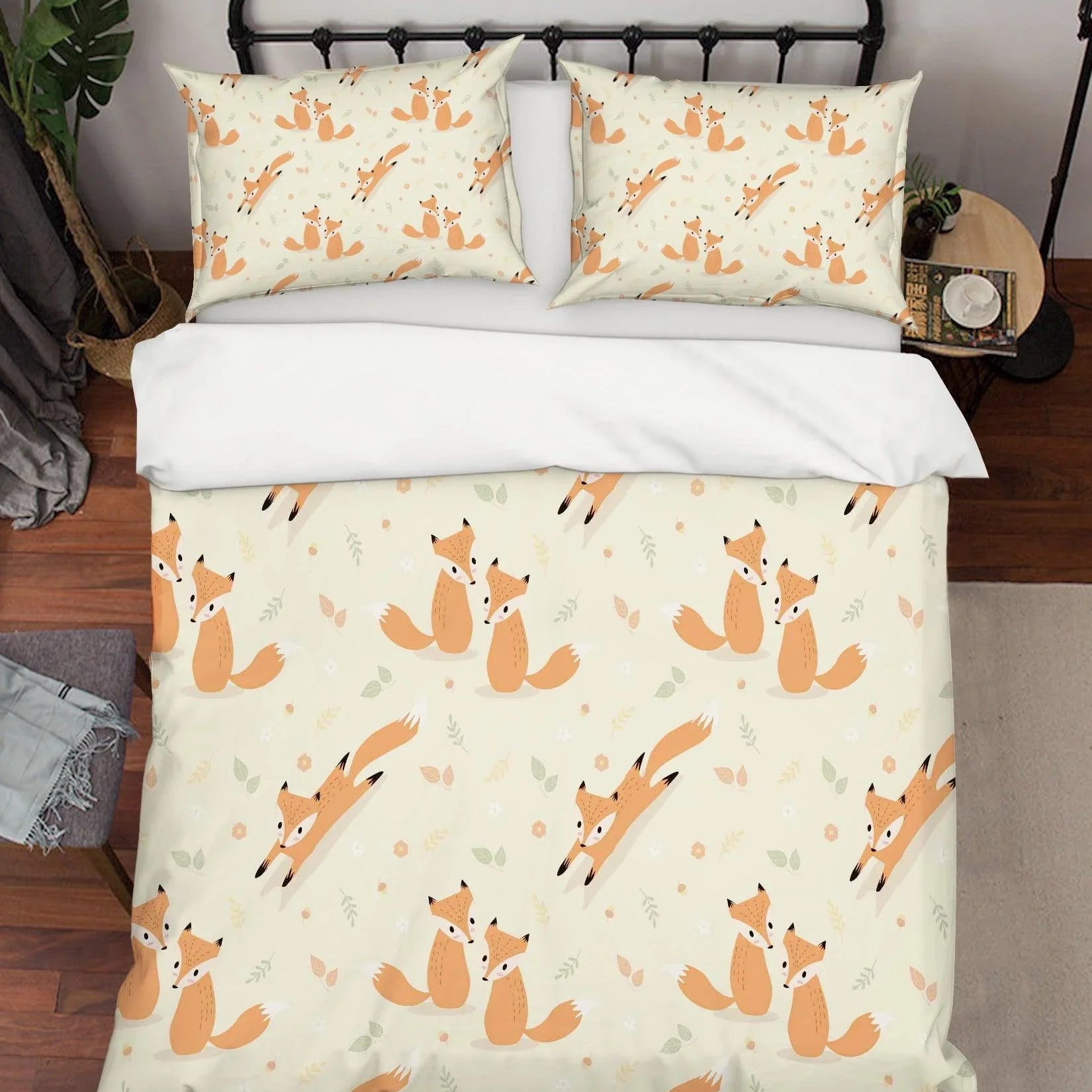 3D Orange Fox Quilt Cover Set Bedding Set Pillowcases 141- Jess Art Decoration