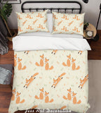3D Orange Fox Quilt Cover Set Bedding Set Pillowcases 141- Jess Art Decoration