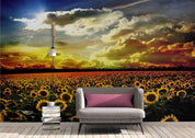 3D Sunflower Field Sky Clouds Wall Mural Wallpaper 117- Jess Art Decoration