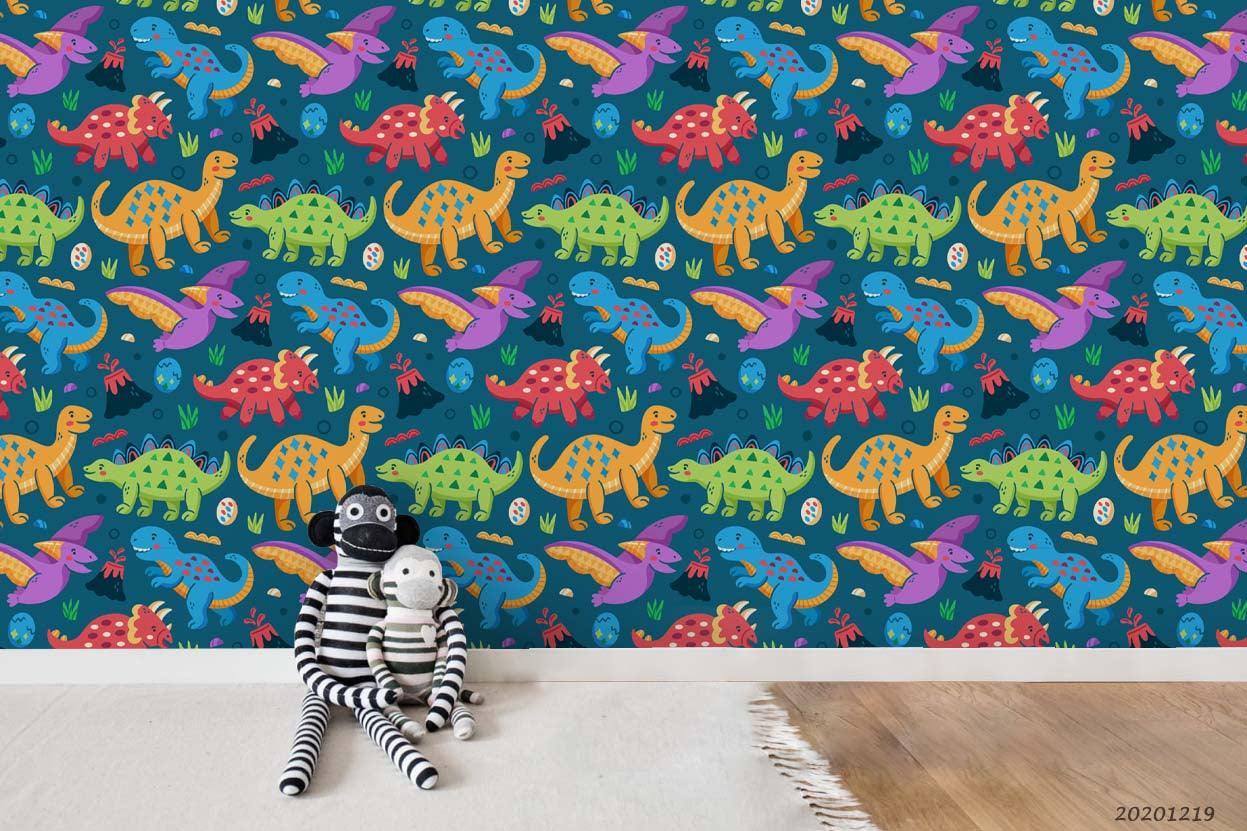 3D Hand Drawn Colored Animal Dinosaur Wall Mural Wallpaper LQH 97- Jess Art Decoration