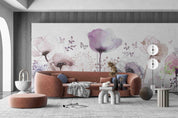 3D Purple Poppy Butterfly Watercolor Wall Mural Wallpaper GD 2808- Jess Art Decoration