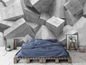 3D Grey Geometric Stone Wall Mural Wallpaper 17- Jess Art Decoration