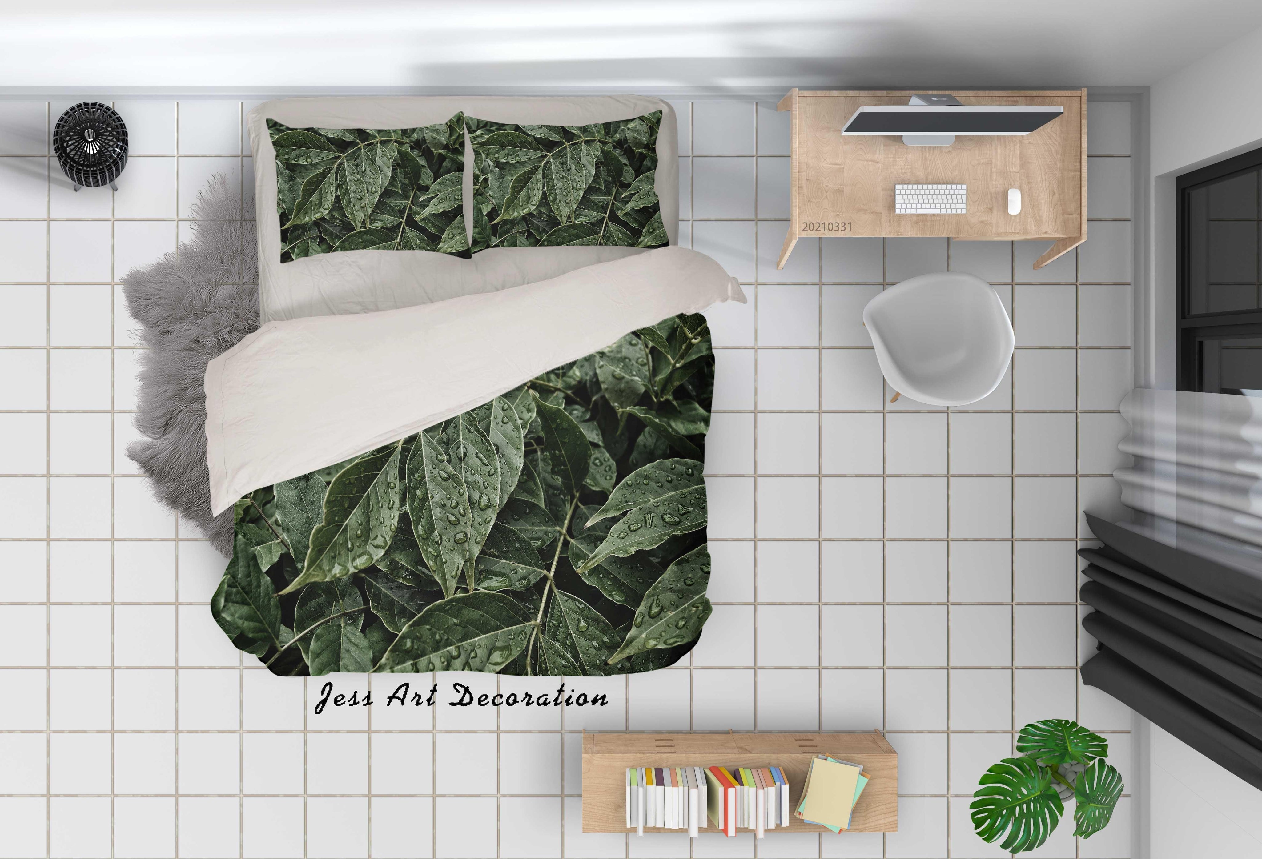 3D Green Plant Leaf Quilt Cover Set Bedding Set Duvet Cover Pillowcases 215- Jess Art Decoration